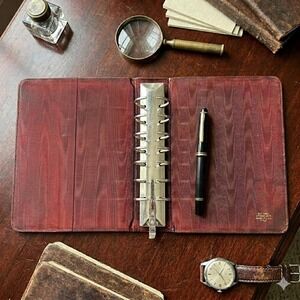 Vintage Day-Timer Executive 7 Ring Binder Antique Vinyl Organizer Brown Made USA
